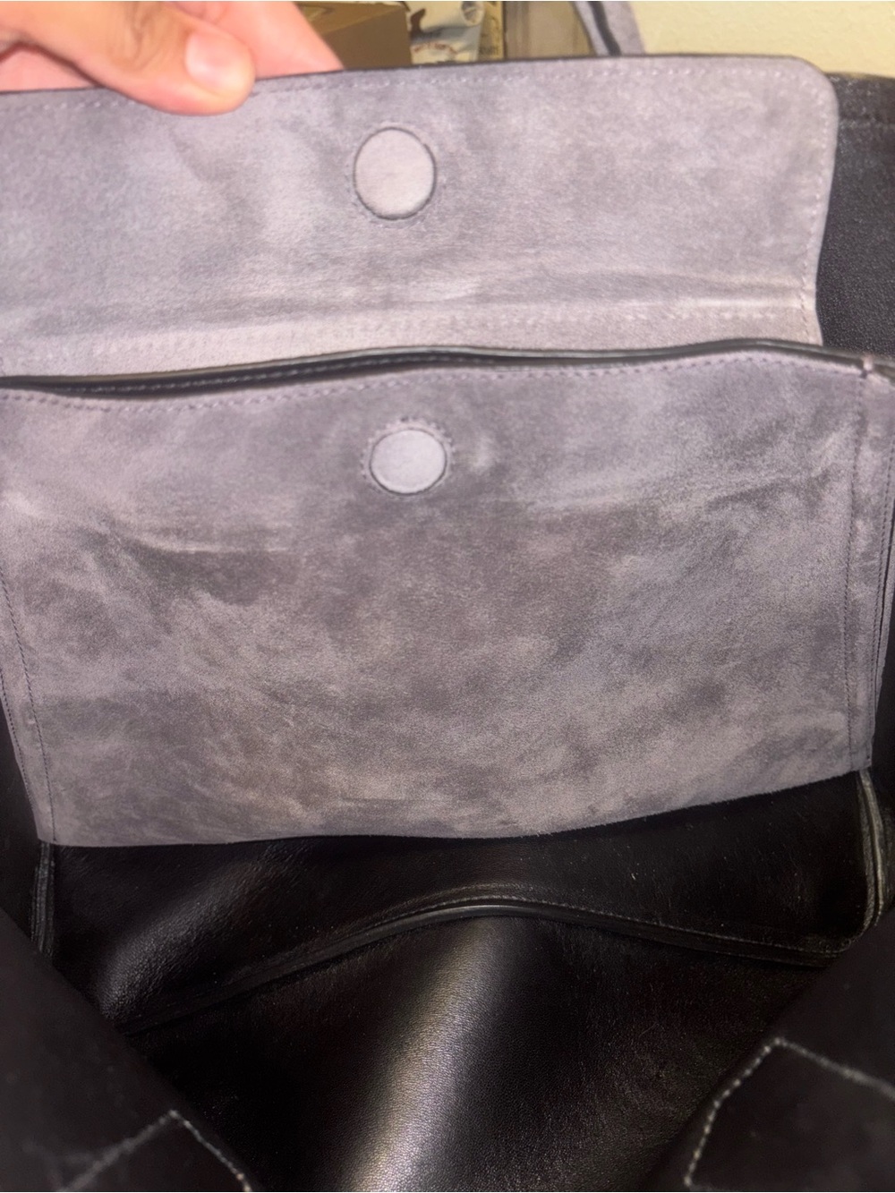 Prada Suede Tote in Charcoal Gray with Gold Hardware - Picture 4 of 4
